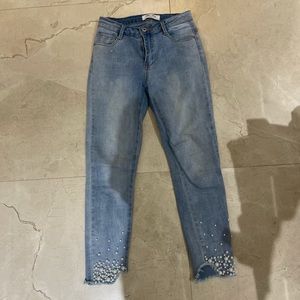 Blue detailed skinny jeans